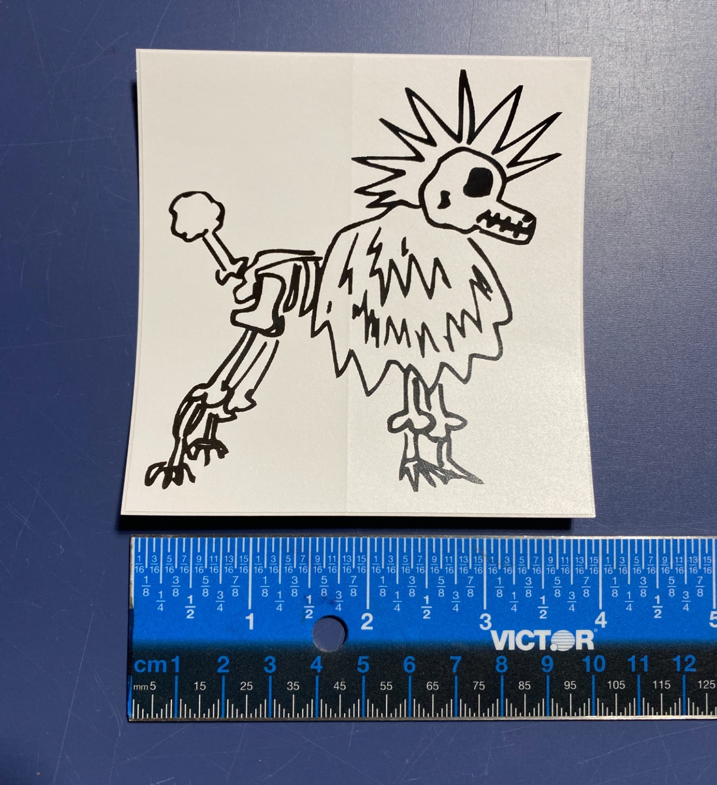 punk poo poodle sticker x 2 skull mohawk skeleton