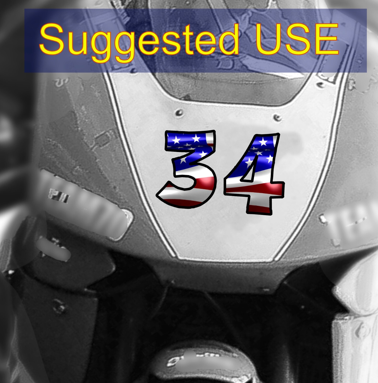 American Flag Car – Motorcycle Racing Number Stickers Package Set of 4