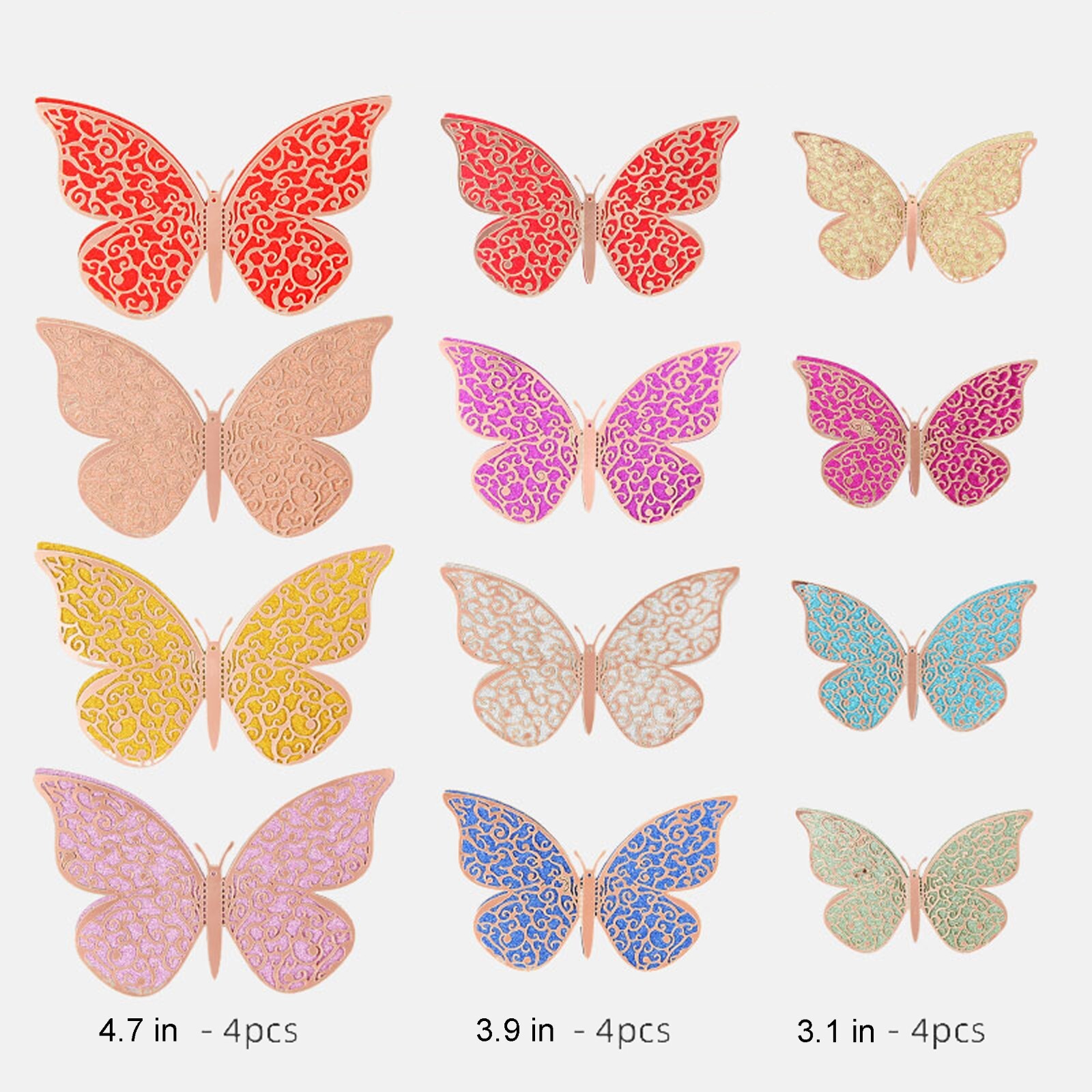 12 Pcs new model 2 layers decorative butterfly for all occasions