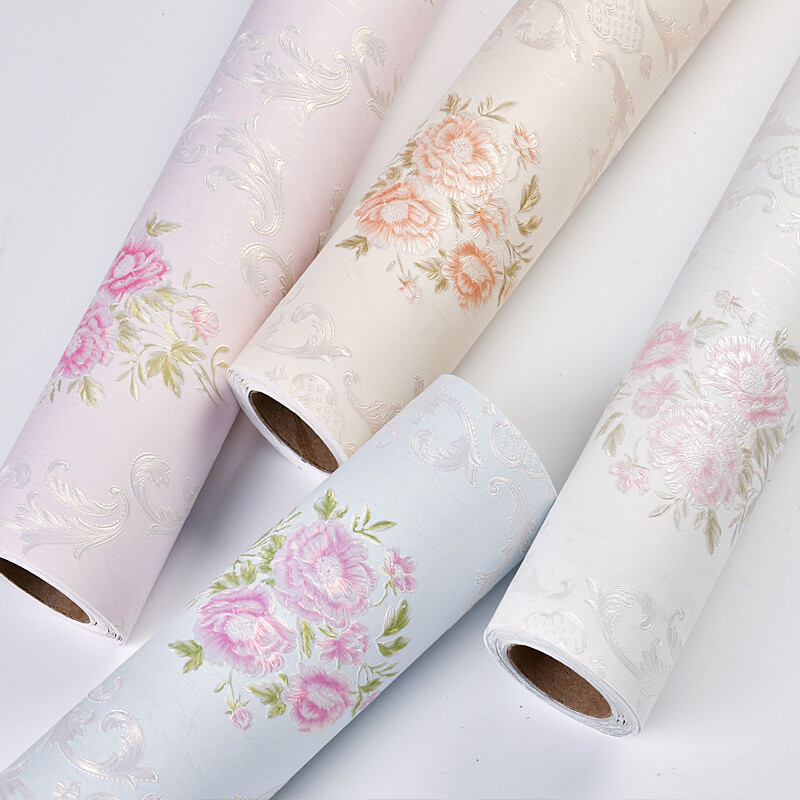 Wallpapers Embossed Textured Self-adhesive Wall Stickers Decal Floral DIY Modern