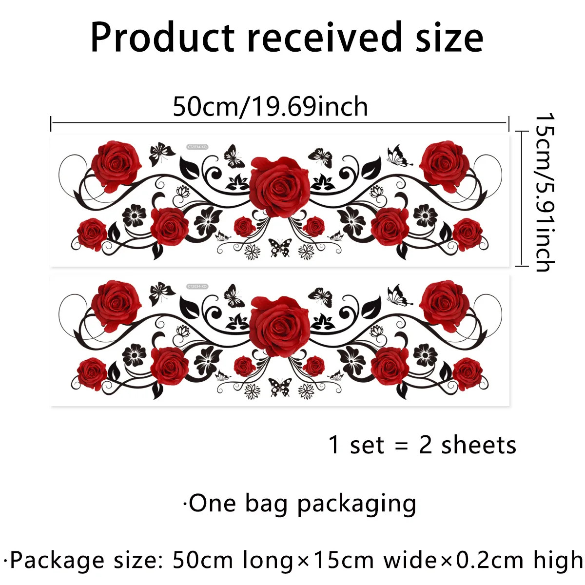 Pink Rose Black Butterfly Glass Clings Double-Sided Window Film Bathroom Decor