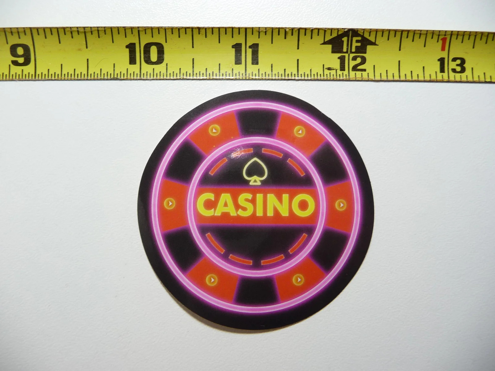 NEON SMALL STICKER DECAL CASINO CHIP GAMBLING GAMBLE FUNNY FUNNY