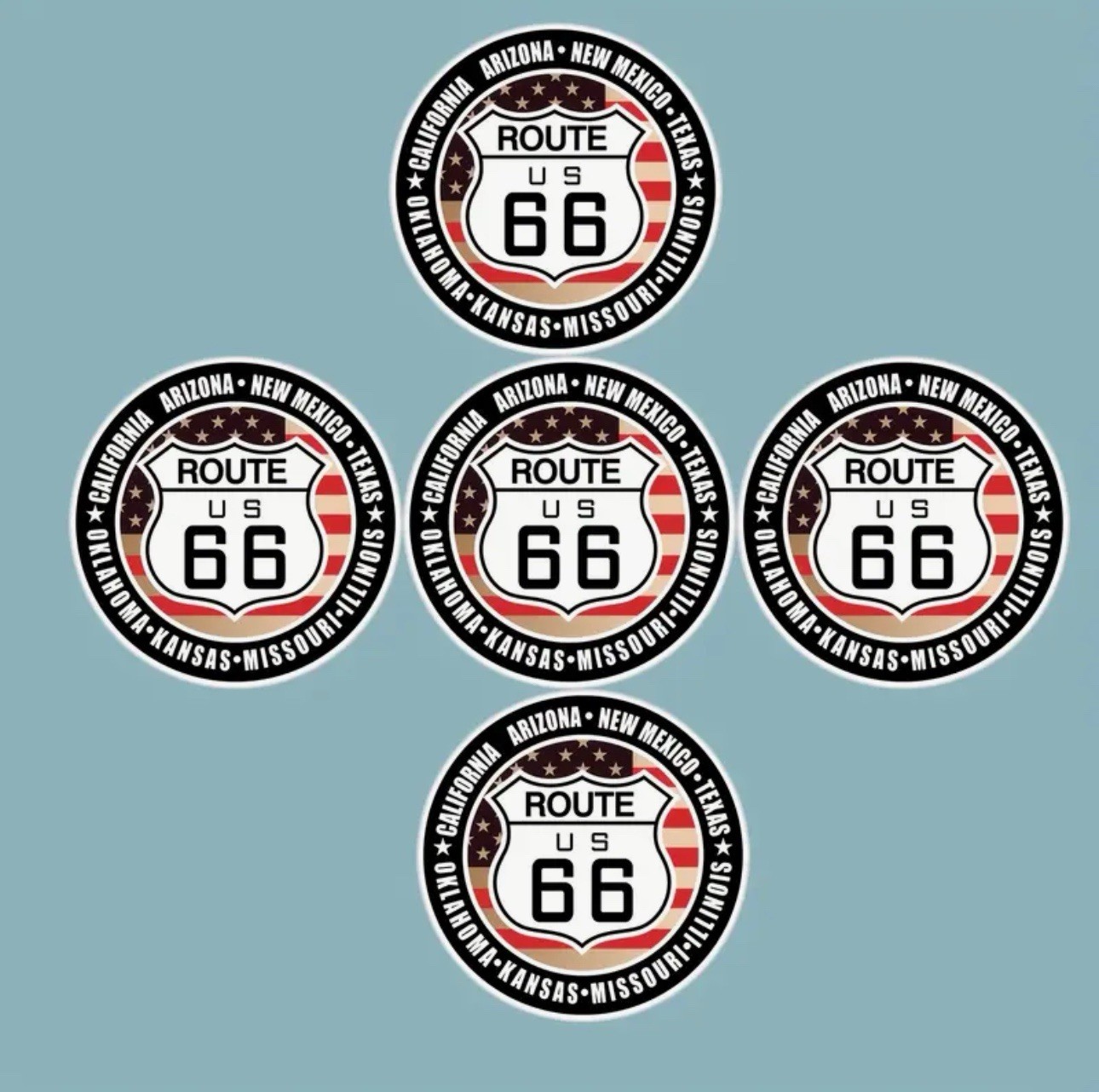 US ROUTE 66 STATES 3” INCH ROUND VINYL DECAL STICKER 1PC