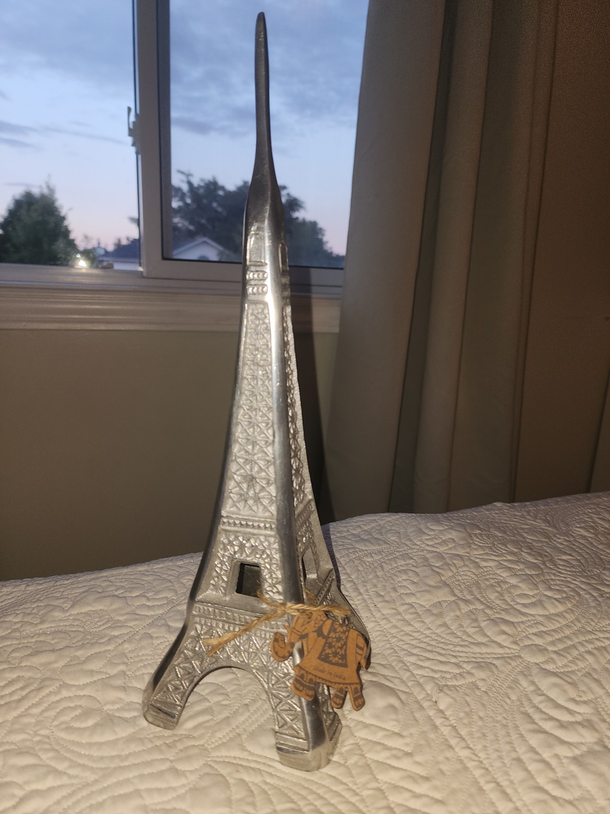 Eiffel Tower Statue Replica 14 Inch Home Decor Metal Paris Souvenir Silver-color