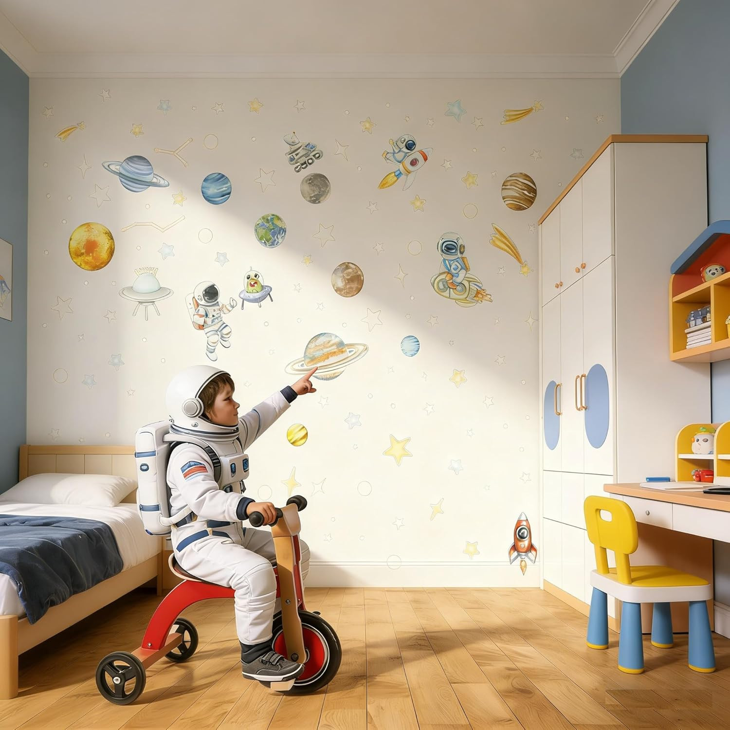 Glow in the Dark Stars and Planets Wall Decals 155 PCS for Ceiling Decor