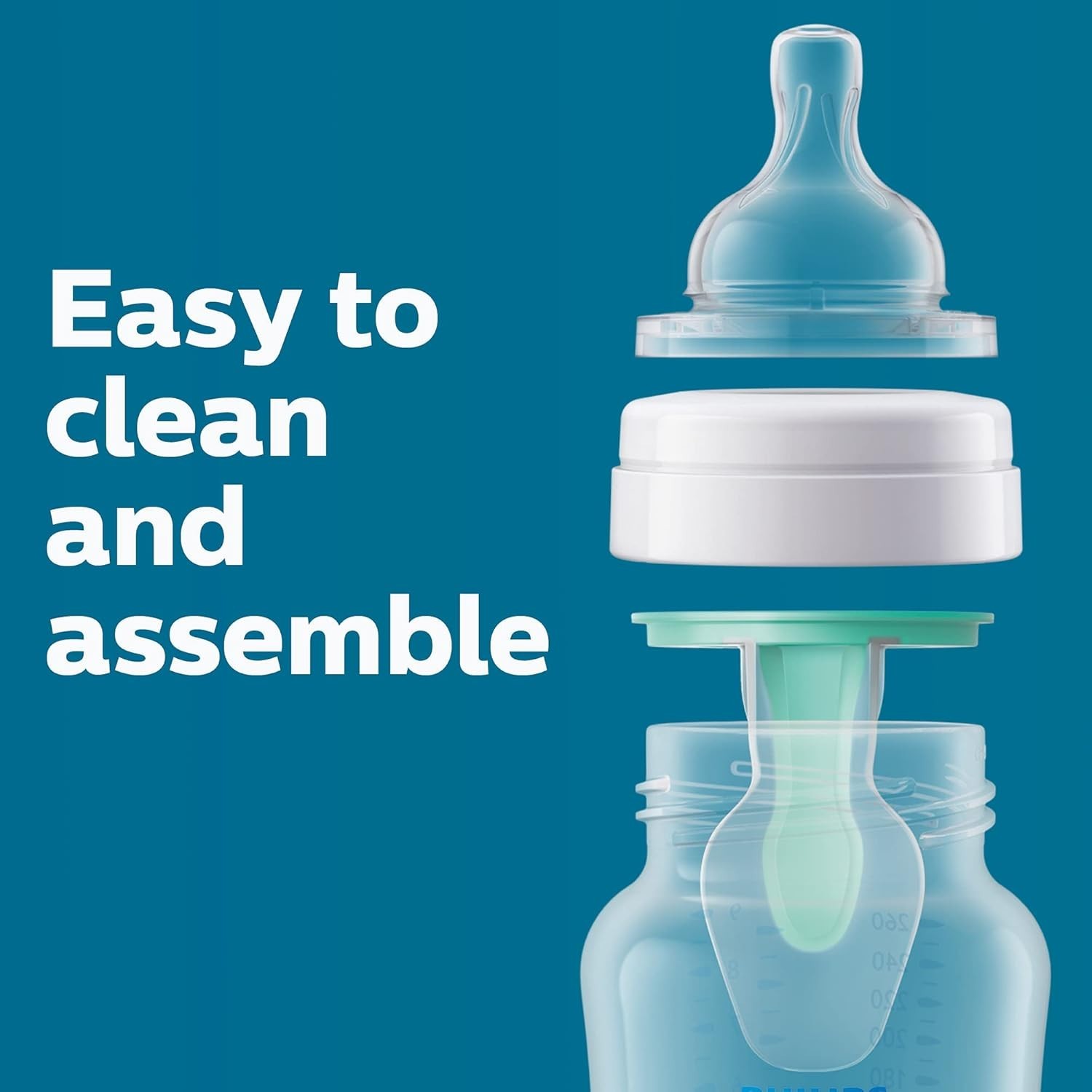 Anti-Colic Bottle with AirFree Vent, 9oz, with Flow 2 Nipples, 1m+, 4pk, Blue, S
