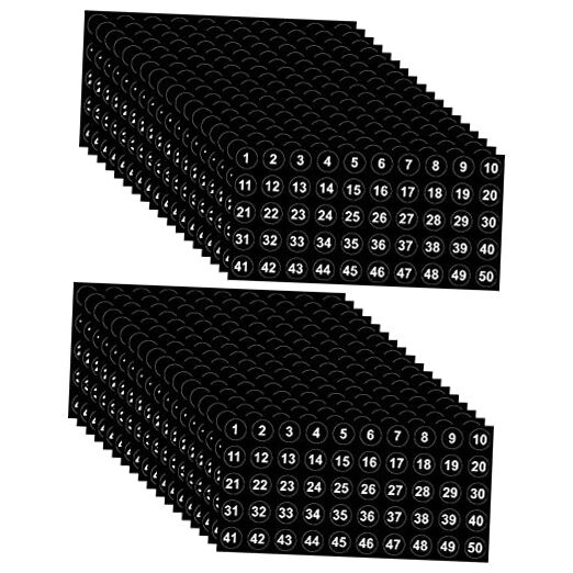 50 Sheets 1 to 50 Number Stickers Consecutive Vinyl Number Labels 0.4 Black