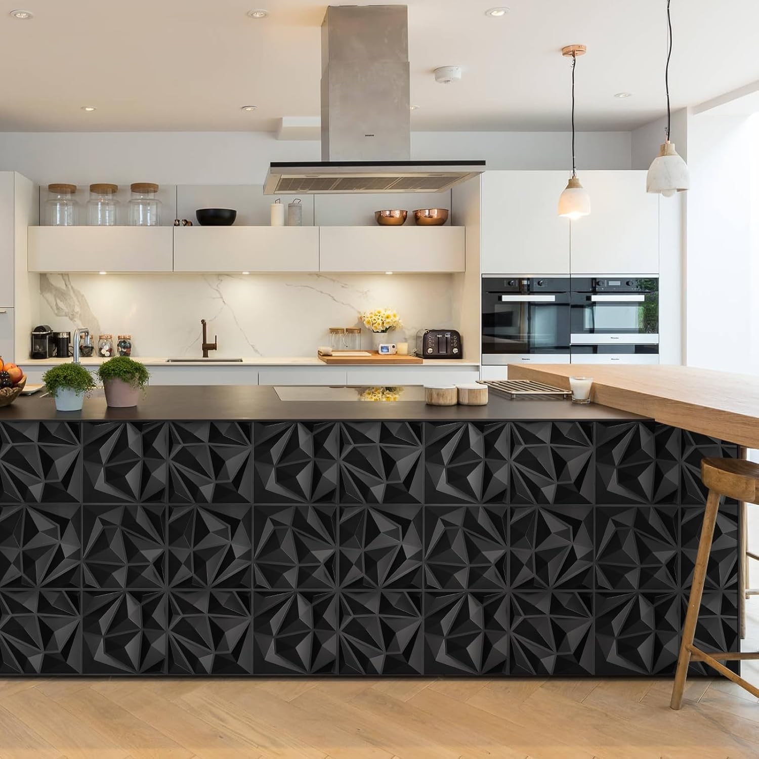 33 Pack Decorative 3D Wall Panels for Interior Decor,12"x12" Black