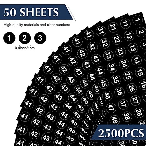 50 Sheets 1 to 50 Number Stickers Consecutive Vinyl Number Labels 0.4 Black
