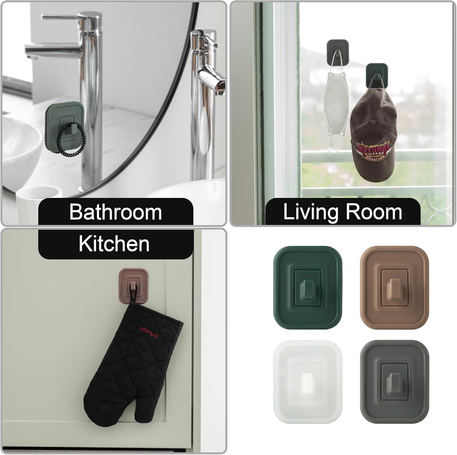 Silicone Simple Multipurpose Adhesive Shower Hook Reusable Hanger Bathroom Do…