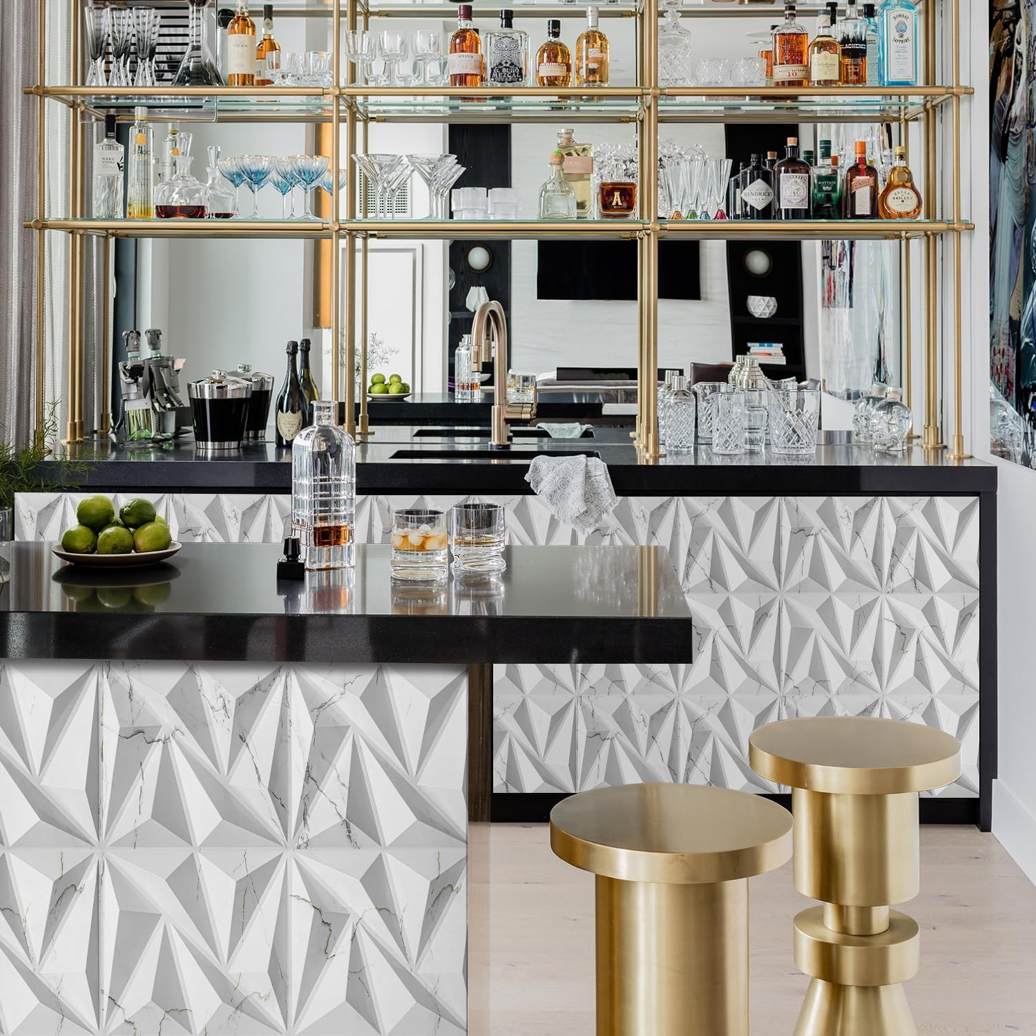 33 Pack 3D Wall Panels for Interior Wall Decor, 12"x12" Diamond Textured Wall