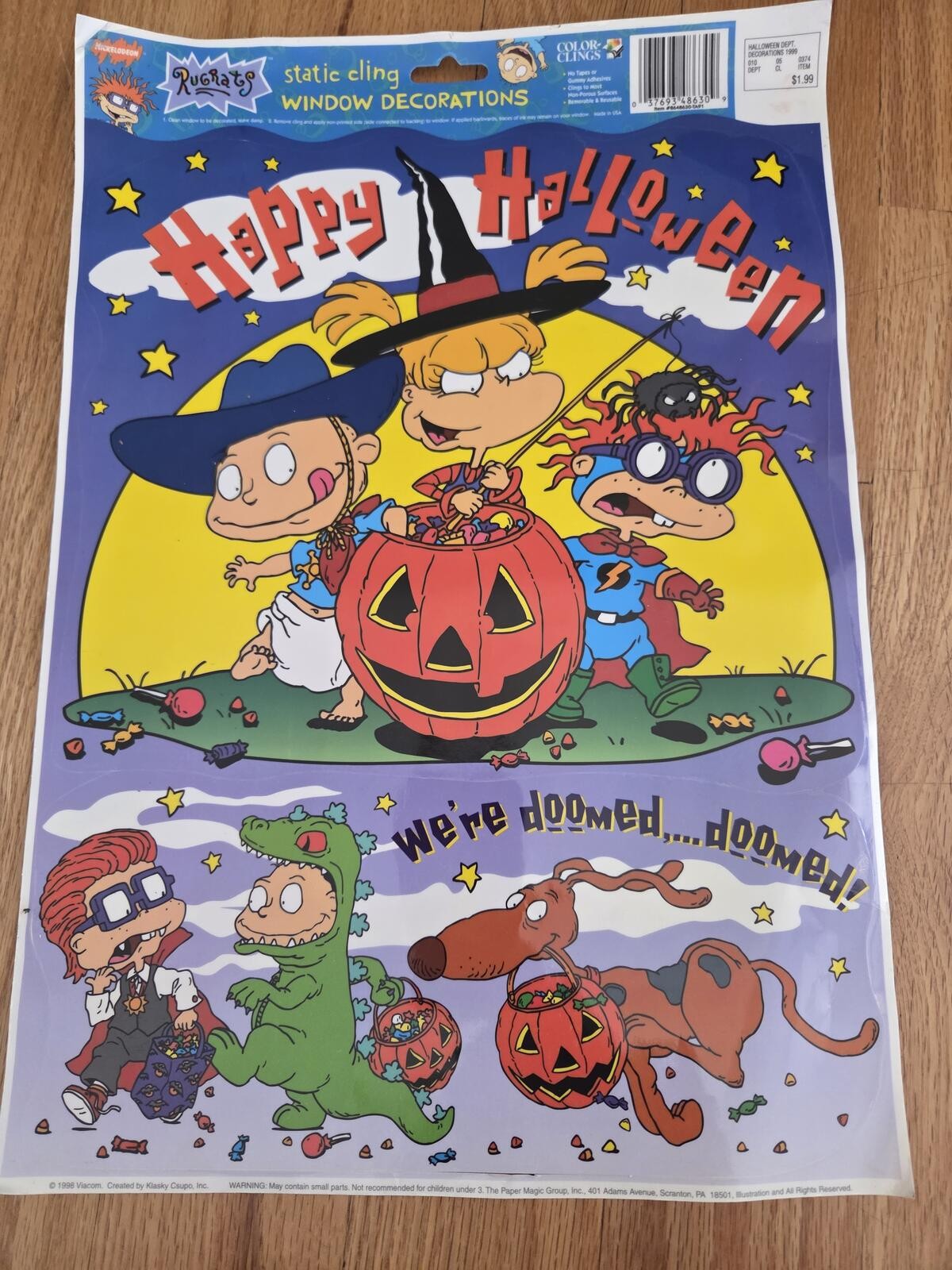 Vintage Rug Rats Window Clings NWT
