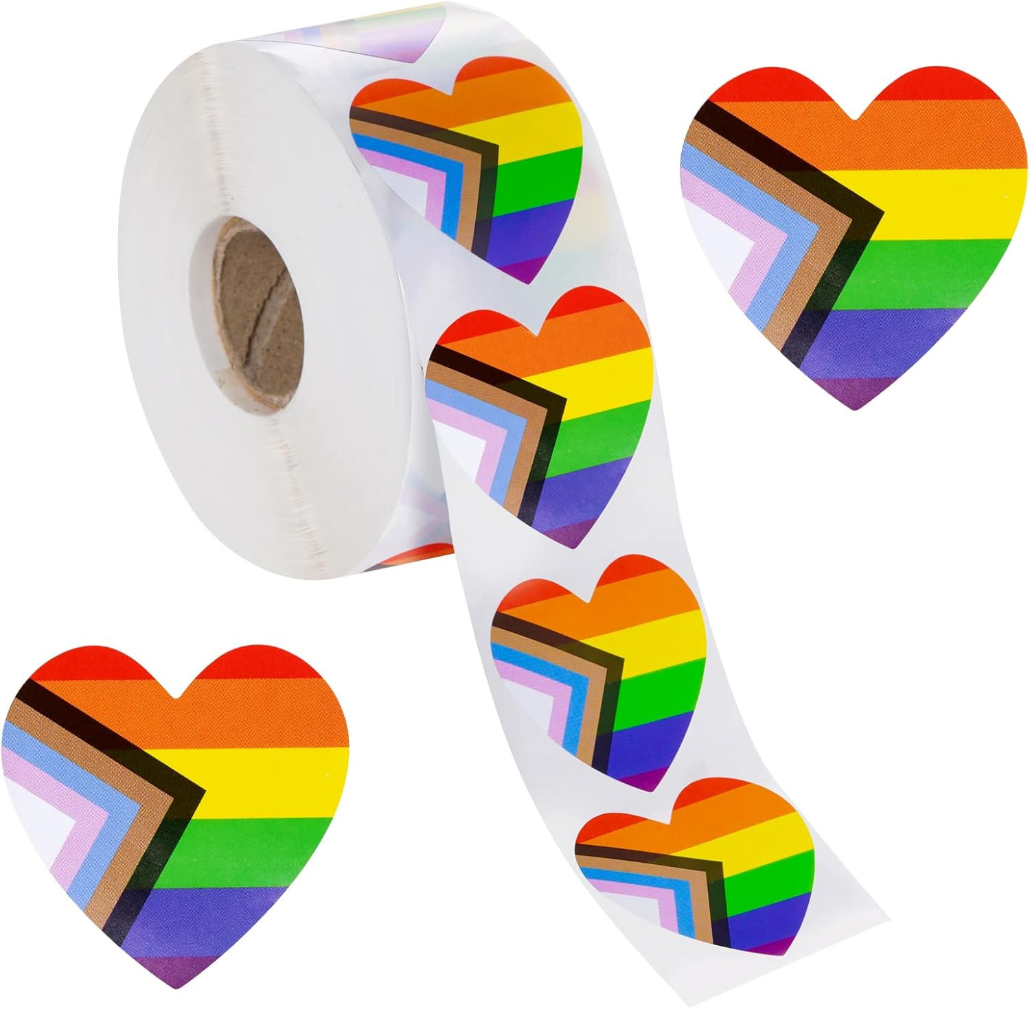 1000 Pcs Pride Stickers, LGBTQ+ Progress Pride Rainbow Heart Flag Stickers