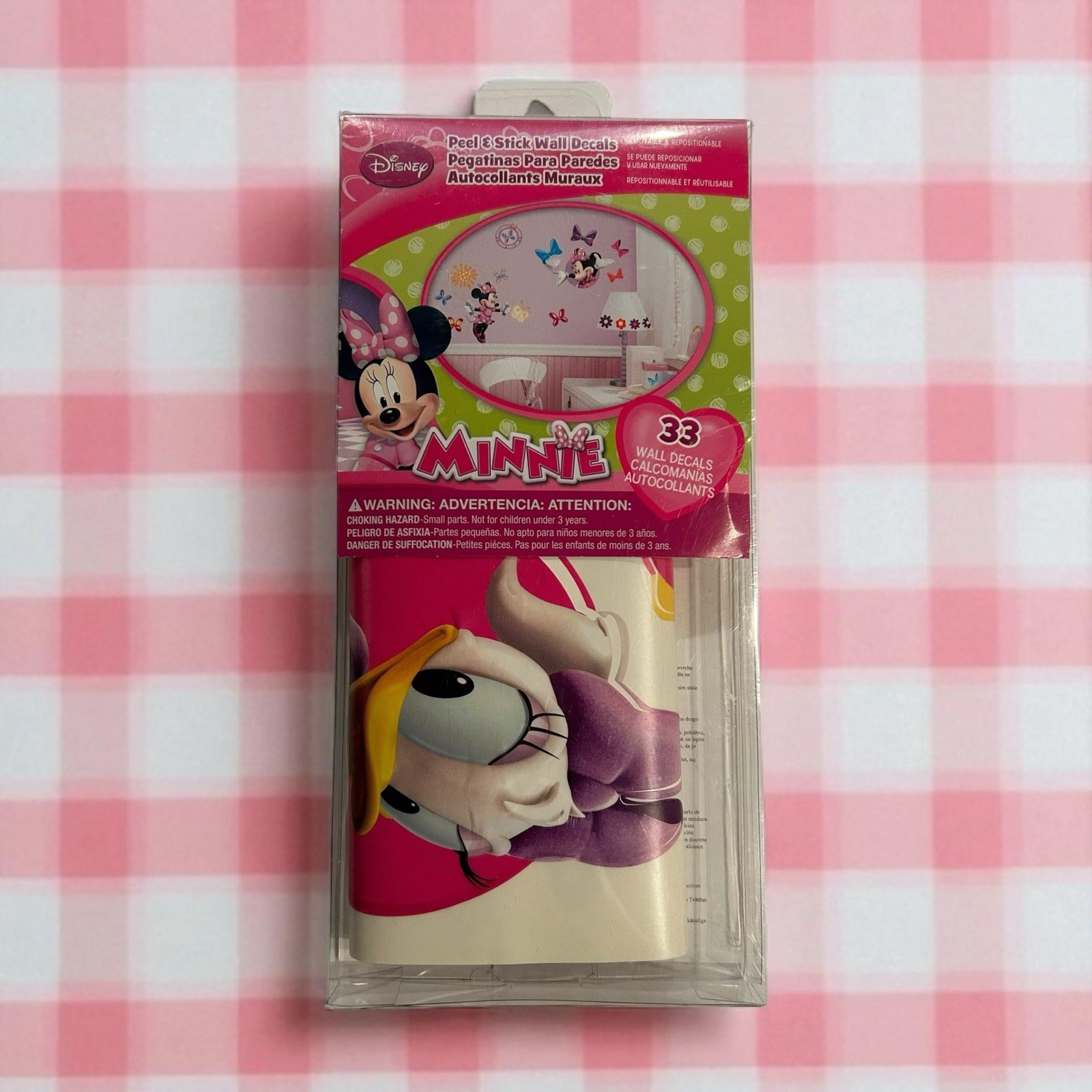 NEW Disney Minnie Mouse Wall Decals 33 Girls Bedroom Peel and Stick Reposition
