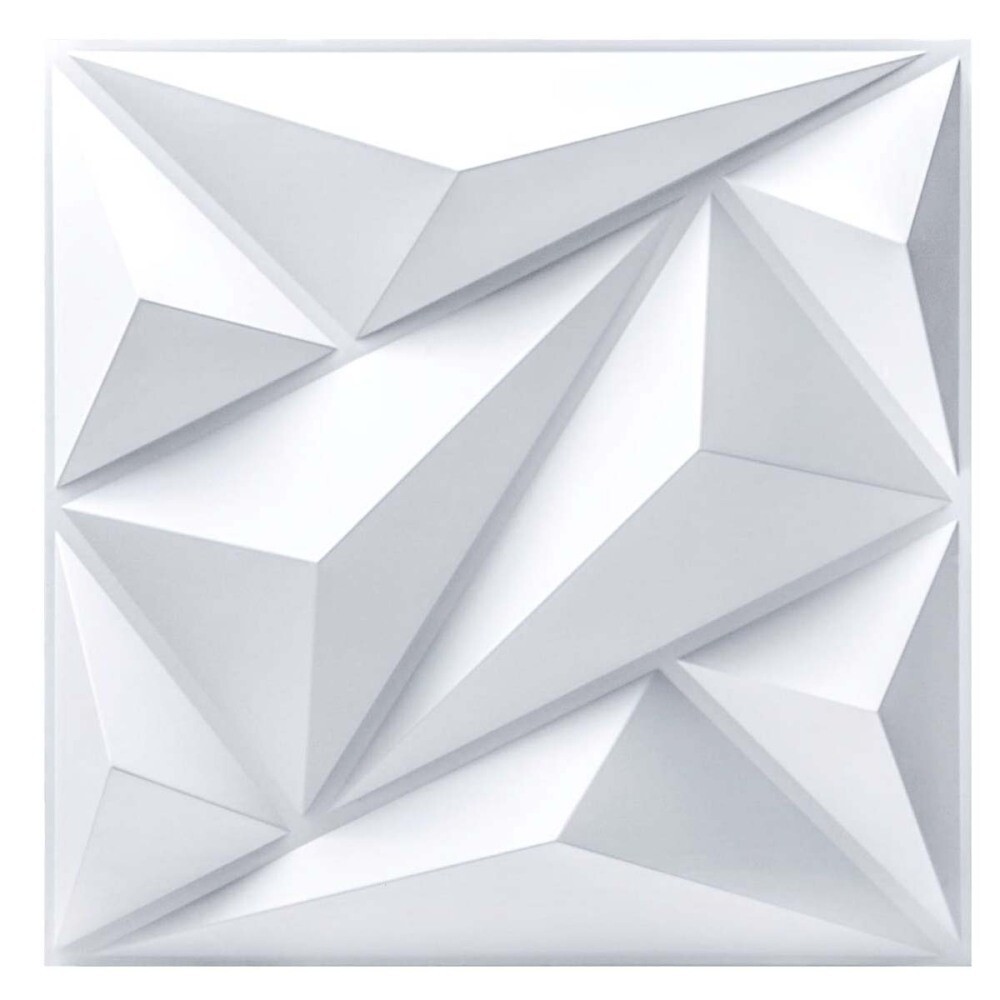 12PCS PVC 3D Wall Panels Decorative White Textured Diamond Design Ceiling 11.8"