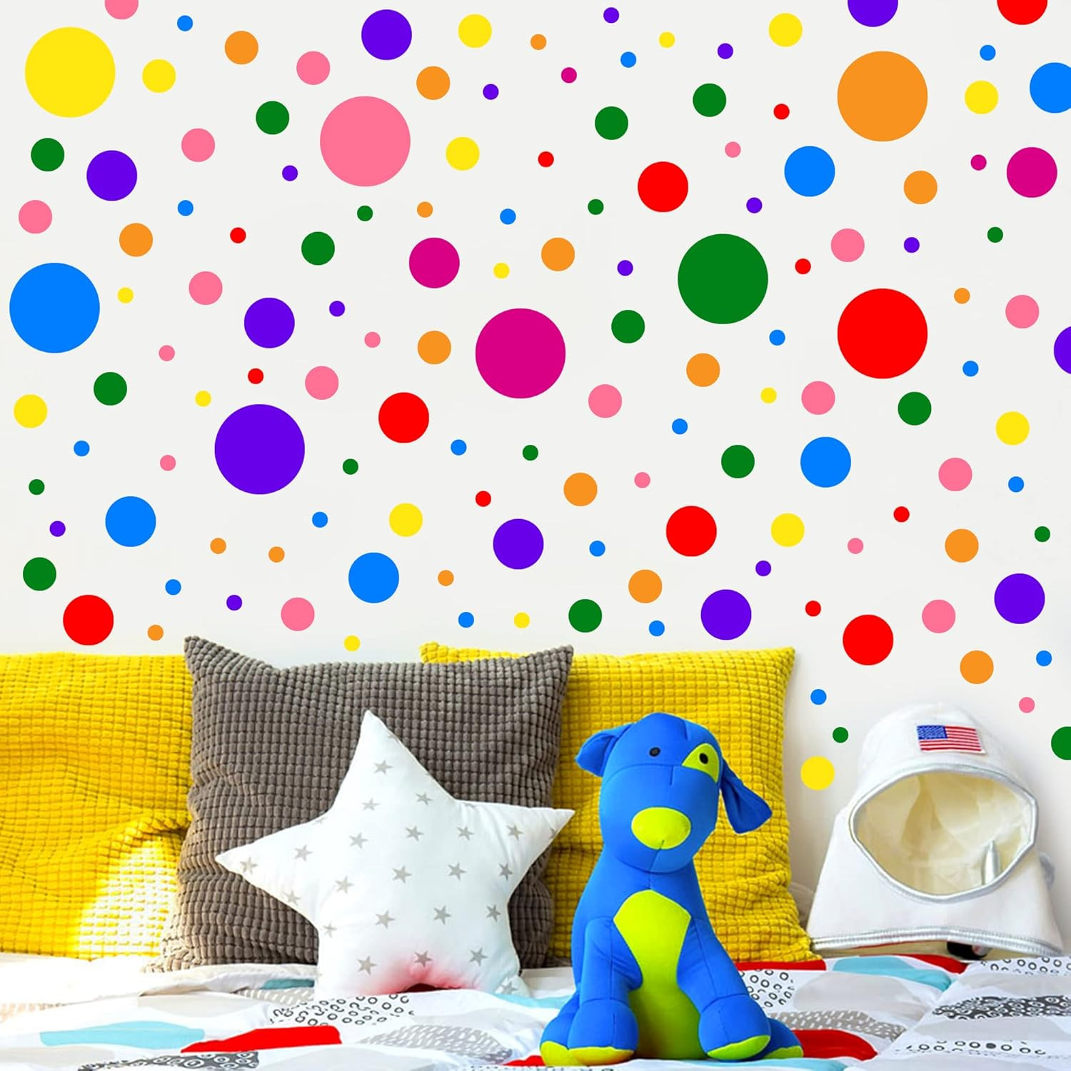 1240Pcs Polka Dot Wall Decals Colorful Boho Wall Decal Peel and Stick Kids Decal