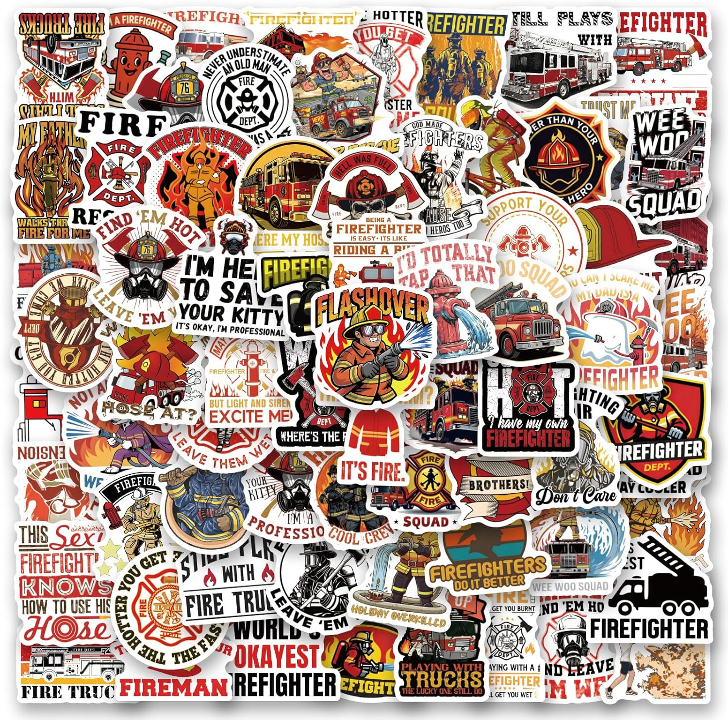 123 Pcs Firefighter Stickers and Decals for Hard Hats