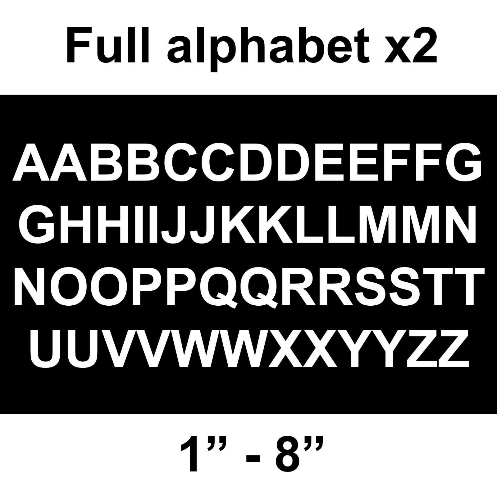 Alphabet Letters A-Z set of 2 Vinyl Sticker Decals 52 total arial