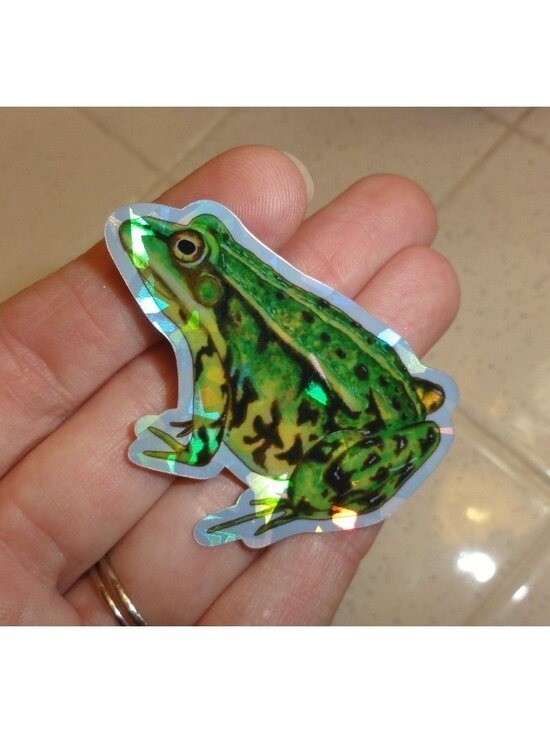 Leopard Frog Sparkle Sticker holographic finish unique handmade