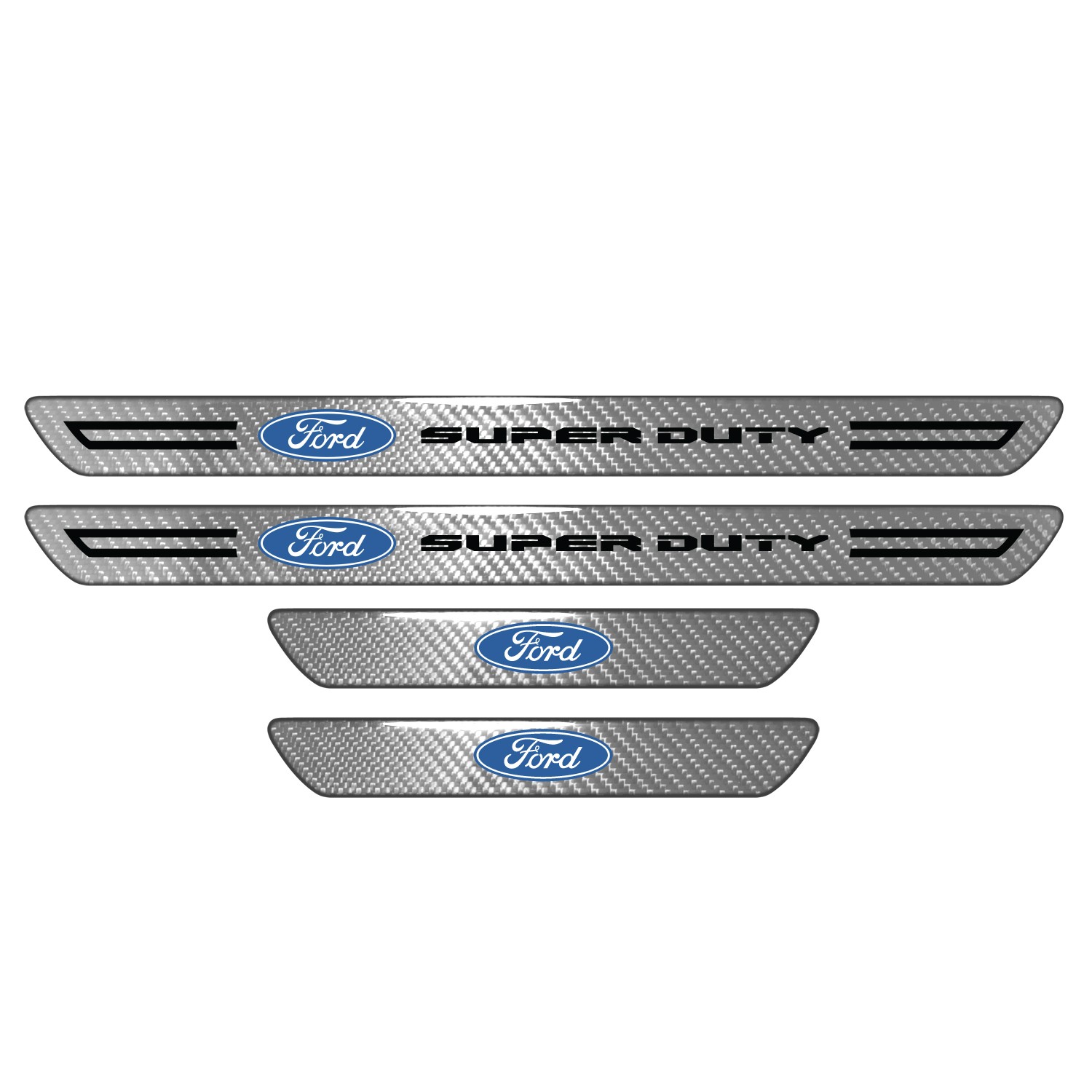 Ford Super-Duty Silver Carbon Fiber Universal Door Sill Protector Kick Plates