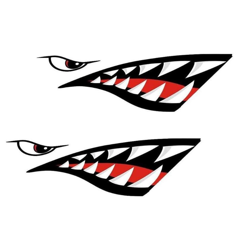 2 Shark Teeth Mouth Reflective Decals Graphics Sticker for Kayak Canoe Car Truck