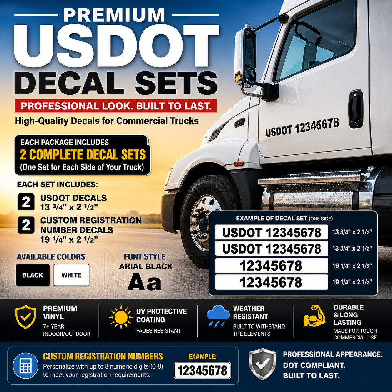 USDOT Vinyl Numbers Custom Stickers Decals Truck Semi US DOT Lettering van