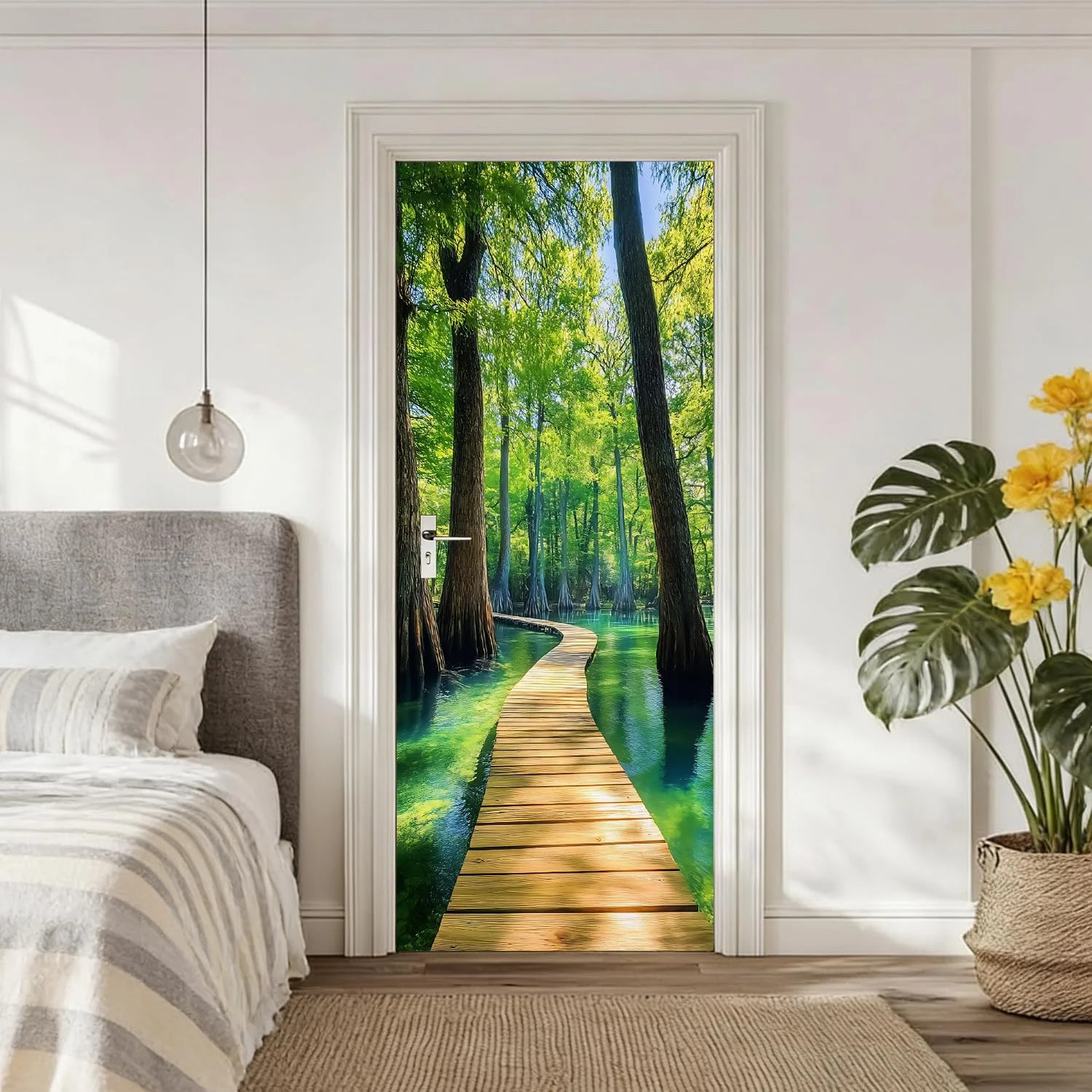 Door Cover Interior 30.3×78.7 Inch – Covers Decorative 3D Murals Removable Stick