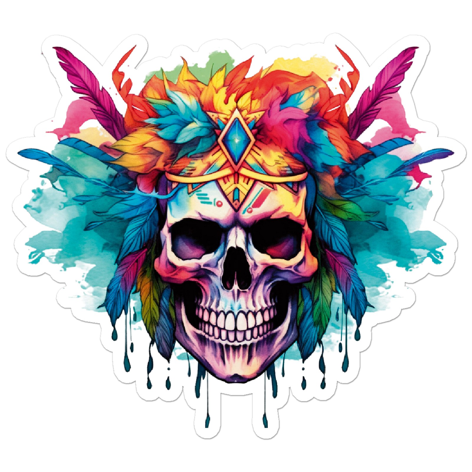Mayan Incan Feather Skull – Vinyl Decal Sticker – Car Window Laptop – ebn9351
