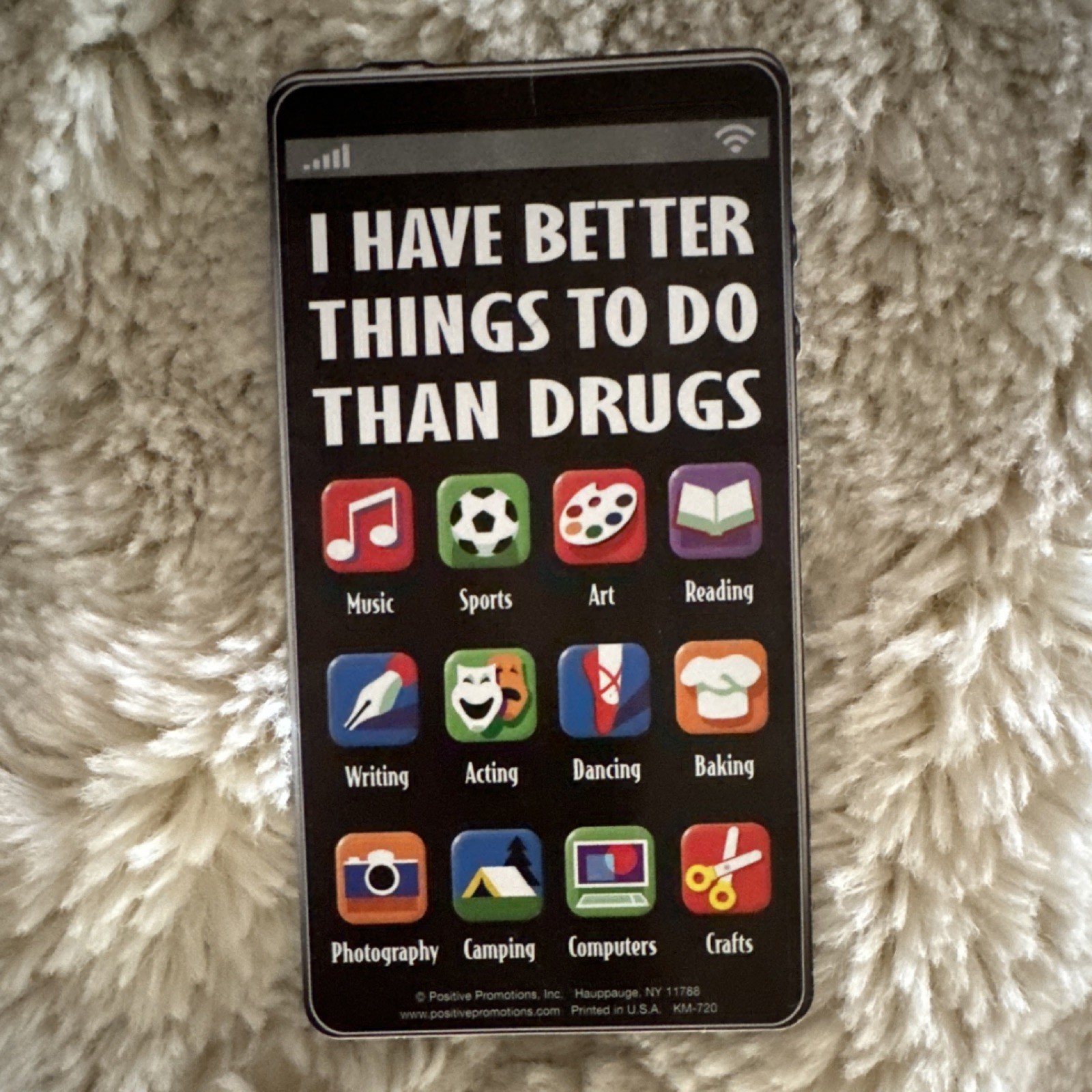 Positive Promotions Drug Free Phone Shaped Motivational Stickers, Multicolor