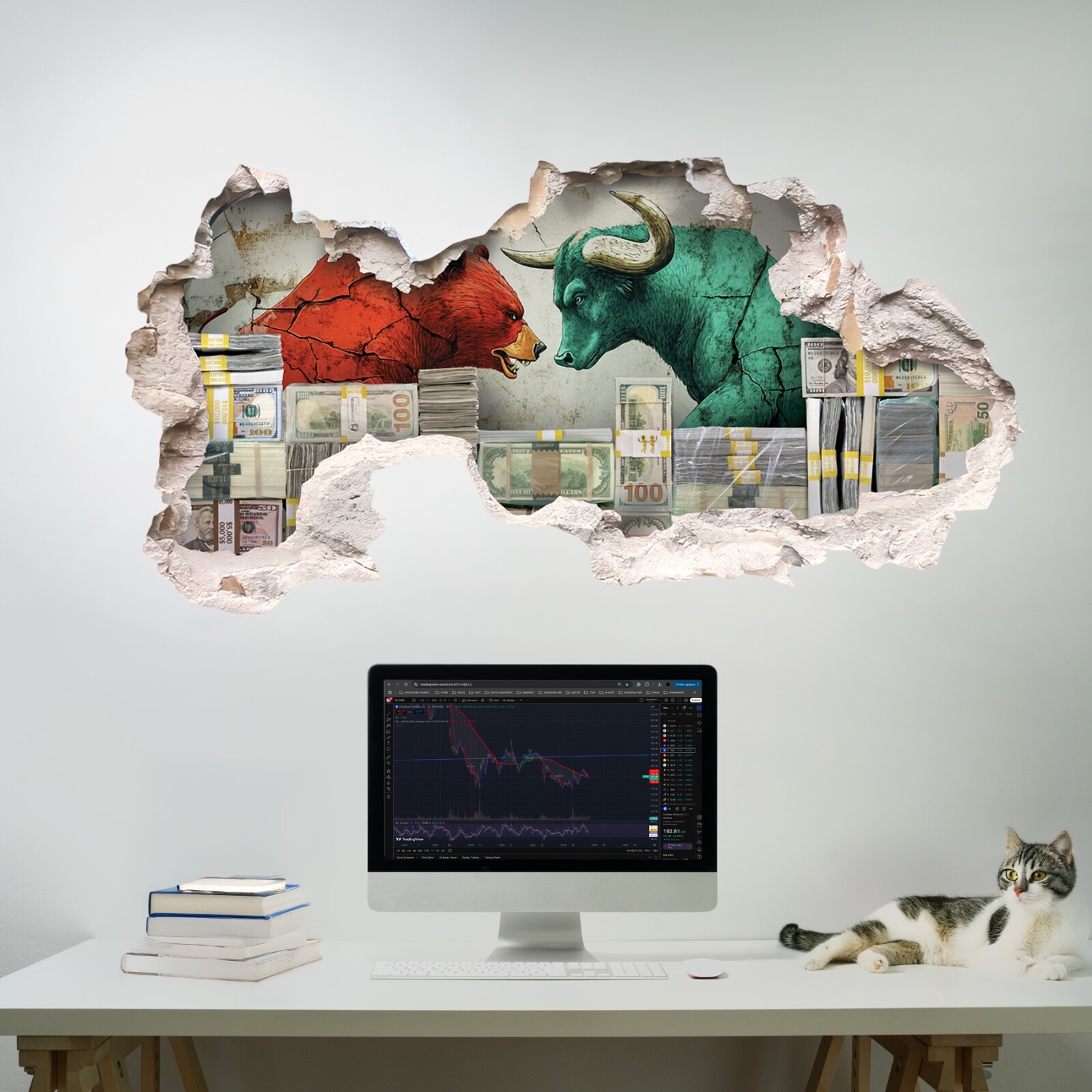 Wall Street Bull vs Bear Money Premium Vinyl Decal