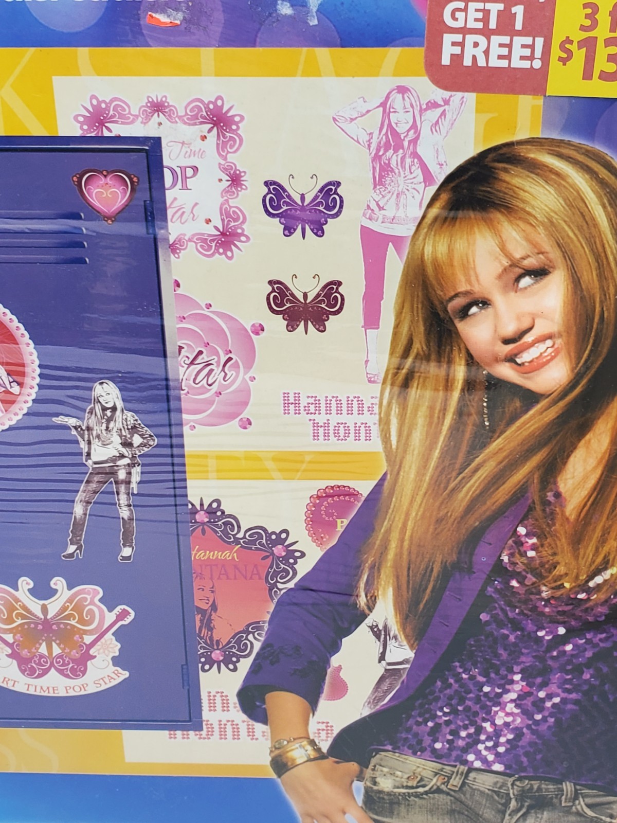 Hannah Montana Locker Decal Stickers Wall Wonders No Tape No Holes Set