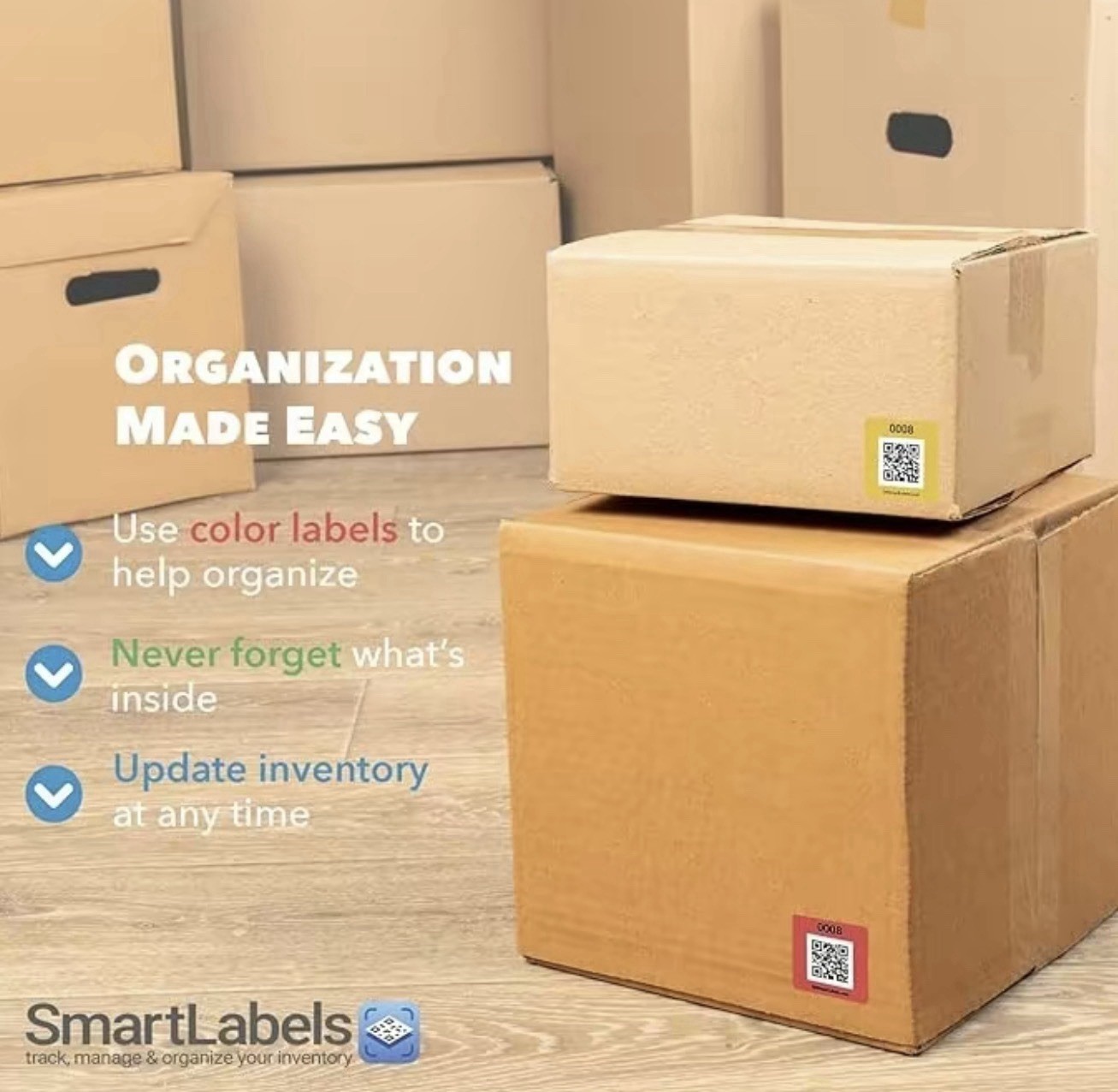SmartLabels Original 48 Labels Red, Green, Blue, Yellow) Scannable Stickers