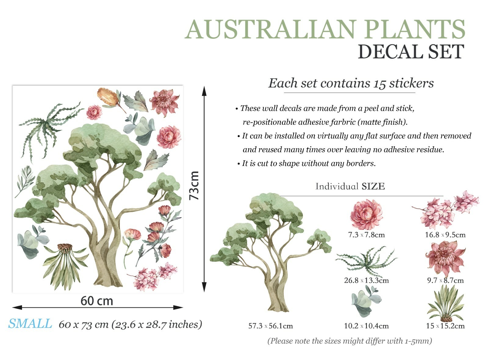 Australian Animals Trees Floral Koala Eucalyptus Removable Nursery Wall Decal