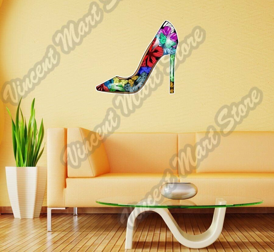 Women Girl Female High Heel Shoe Wall Sticker Room Interior Decor 20"X25"