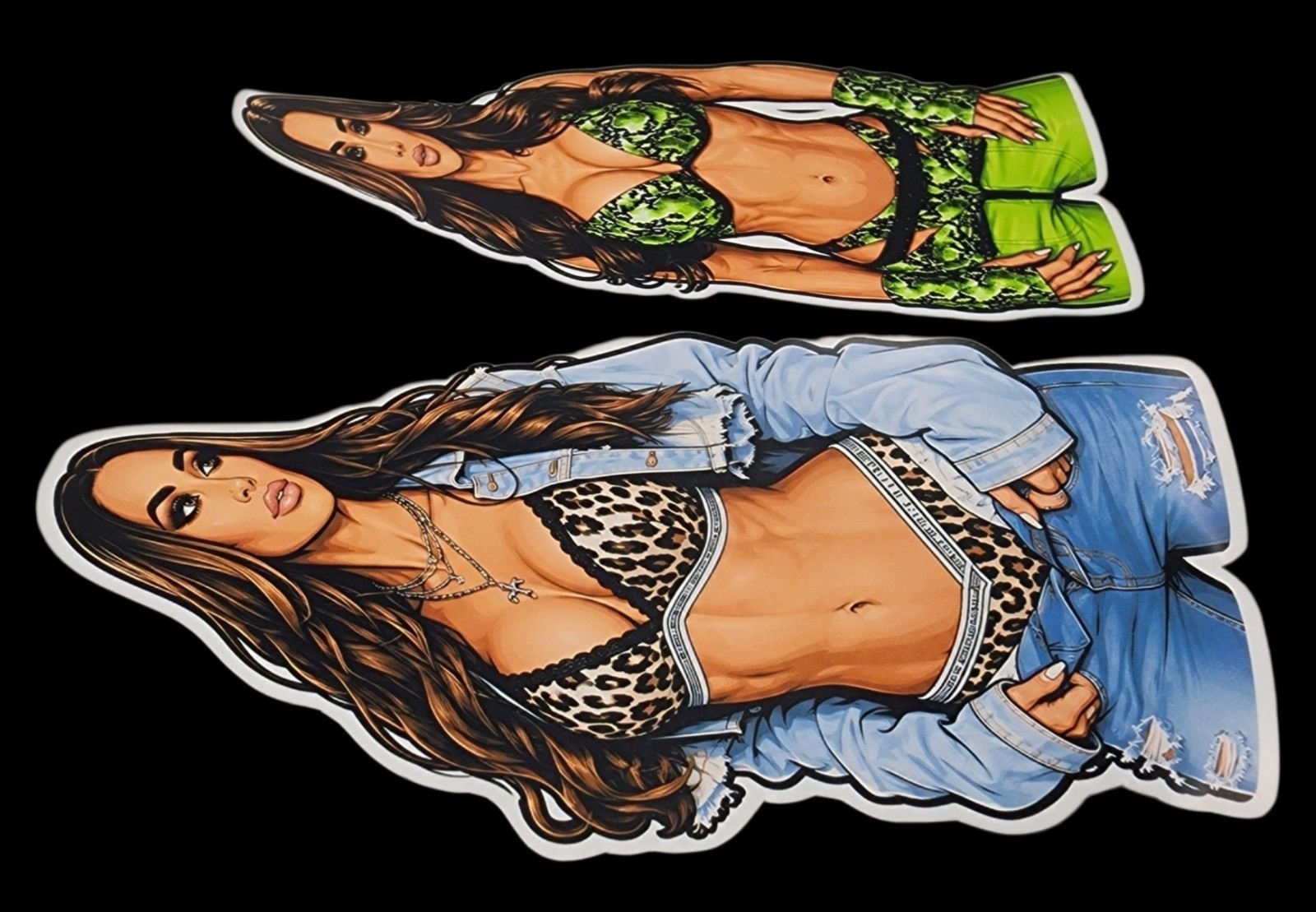 Female Wrestler 2 pack Waterproof Car Decal Laptop Vinyl Sticker Large