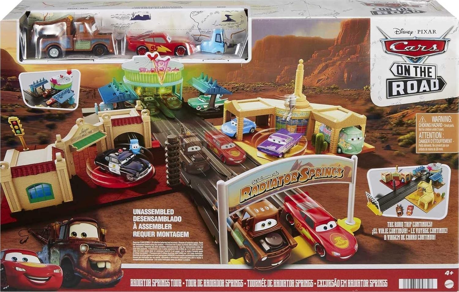 Disney and Pixar Cars on the Road Playset with 2 Toy Vehicles & Light-Up Countdo