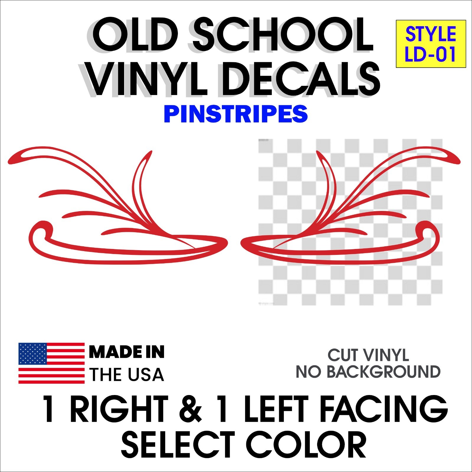 Old School Vinyl Pinstripes Set of 2 – Select Color – Decal style LD01