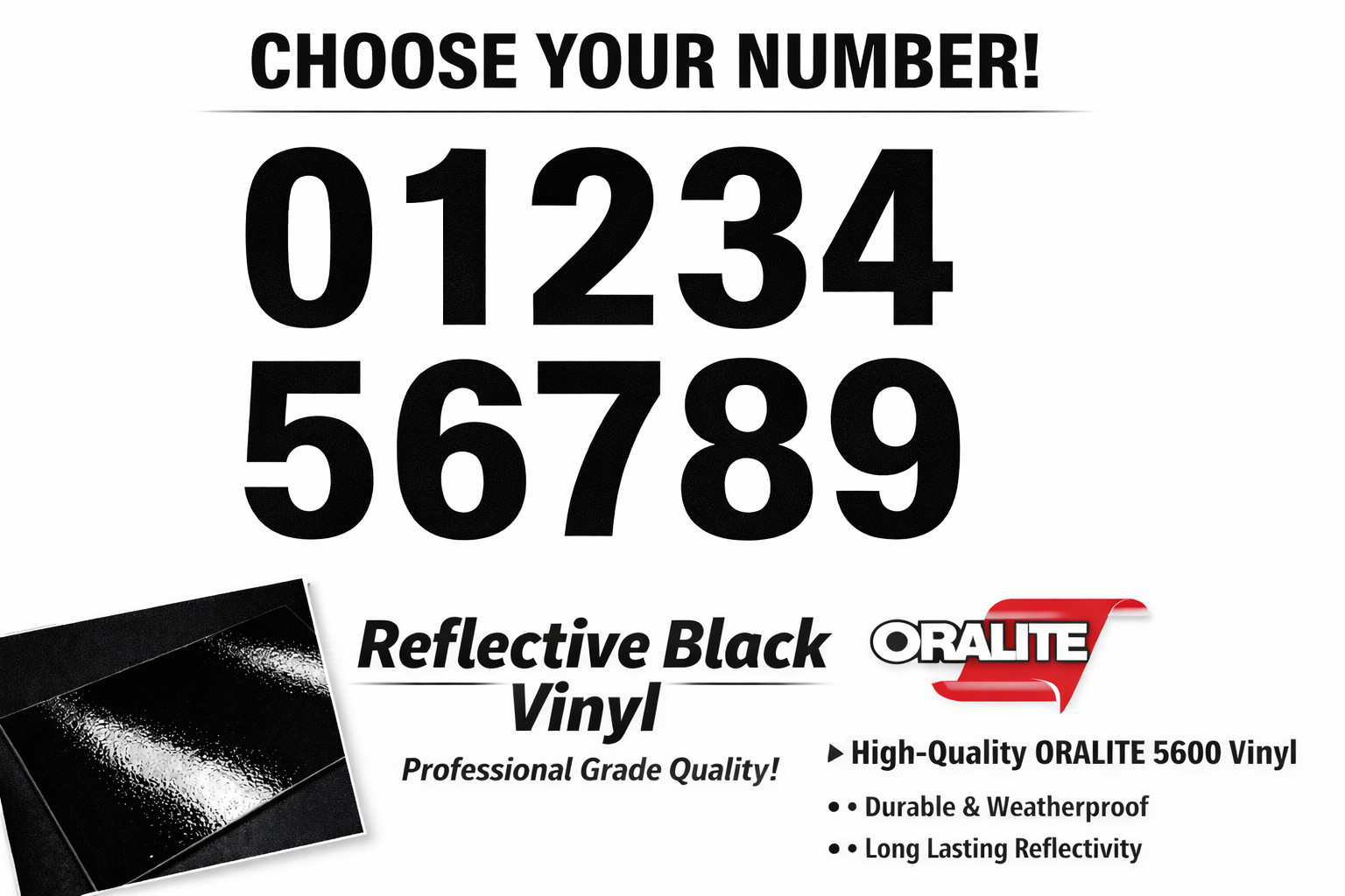 BLACK REFLECTIVE Street Address Mailbox House Number vinyl decal sticker