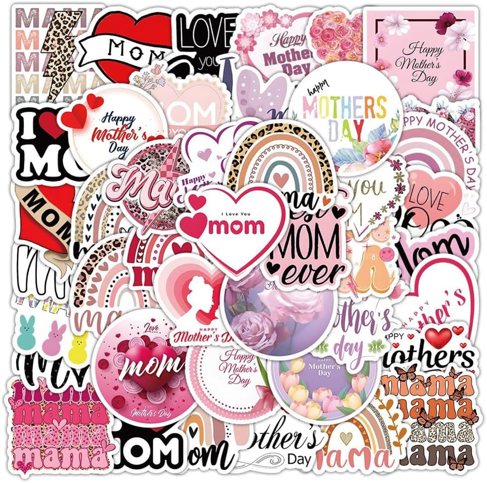 Mother's Day Vinyl Stickers – 50 Waterproof Decals for Various Surfaces