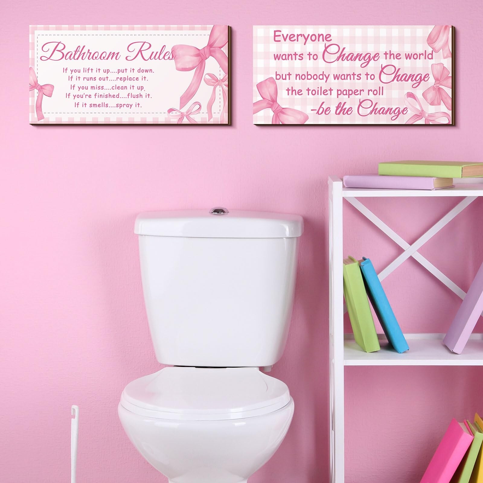 Jetec 2 Pieces Funny Bathroom Signs Bathroom Wall Decor Toilet Wall Accessori…