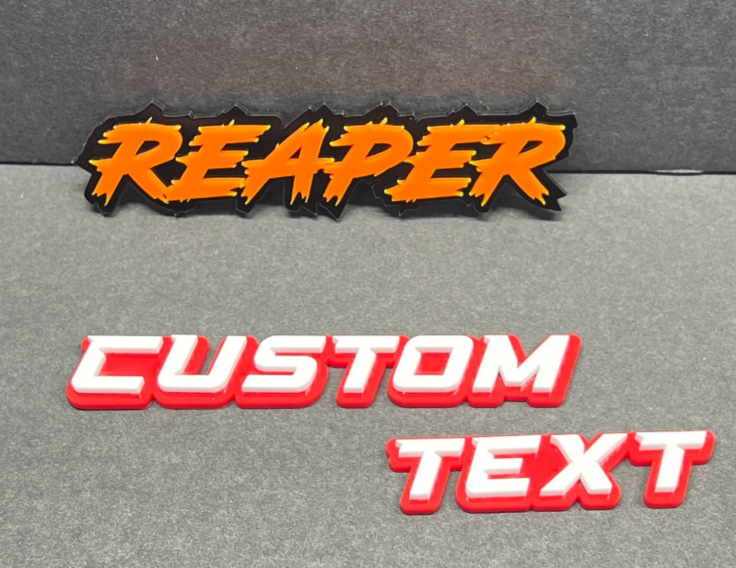 Custom Lazer Cut Car Acrylic Emblem Badge MULTI COLOR Customized Text Names!
