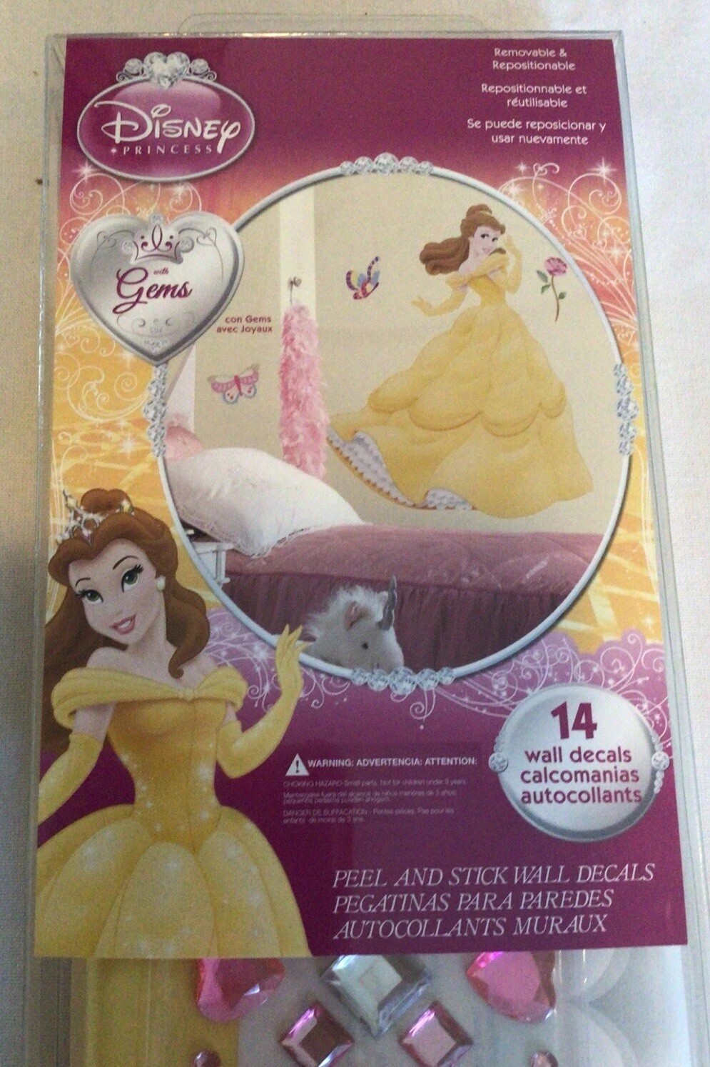 BELLE DISNEY PRINCESS Decal Removable WALL STICKER Home Decor Mural Girls Room