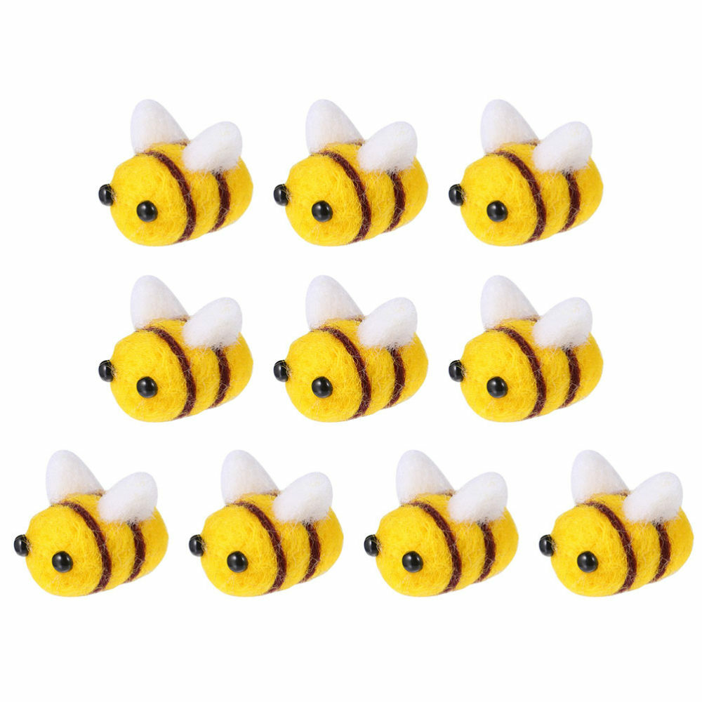 20PCS DIY Wool Felt Poms Felt Bees Embellishments Felt Applique Decor Wool Felt