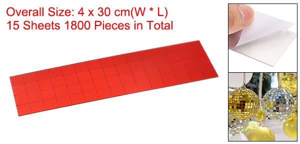 1800Pcs 15 Sheet 10x10mm Self Adhesive Mirror Mosaic Tiles Sticker Red