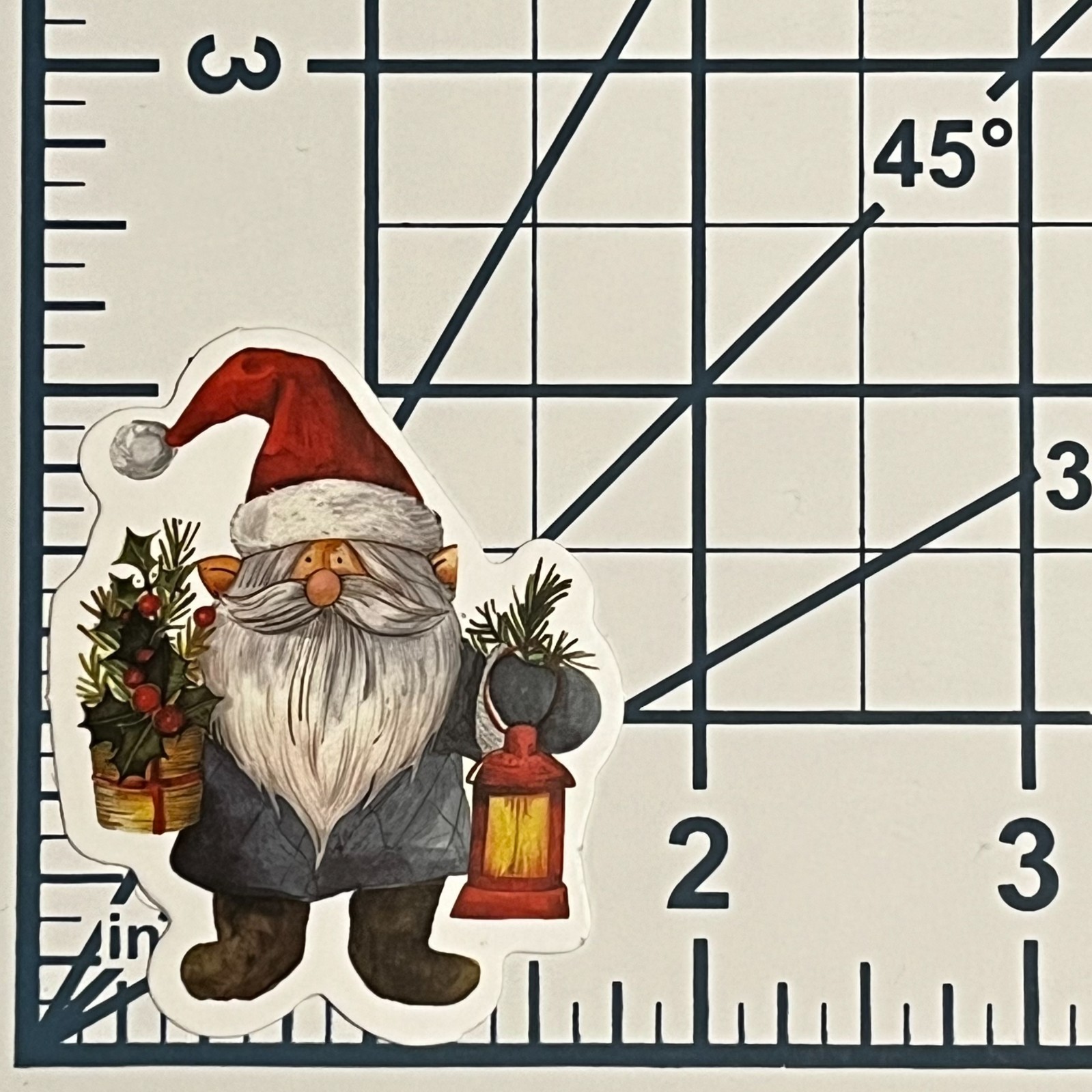 Christmas Gnome Sticker Lantern Holly Basket Vinyl Die Cut Scrapbooking Journal