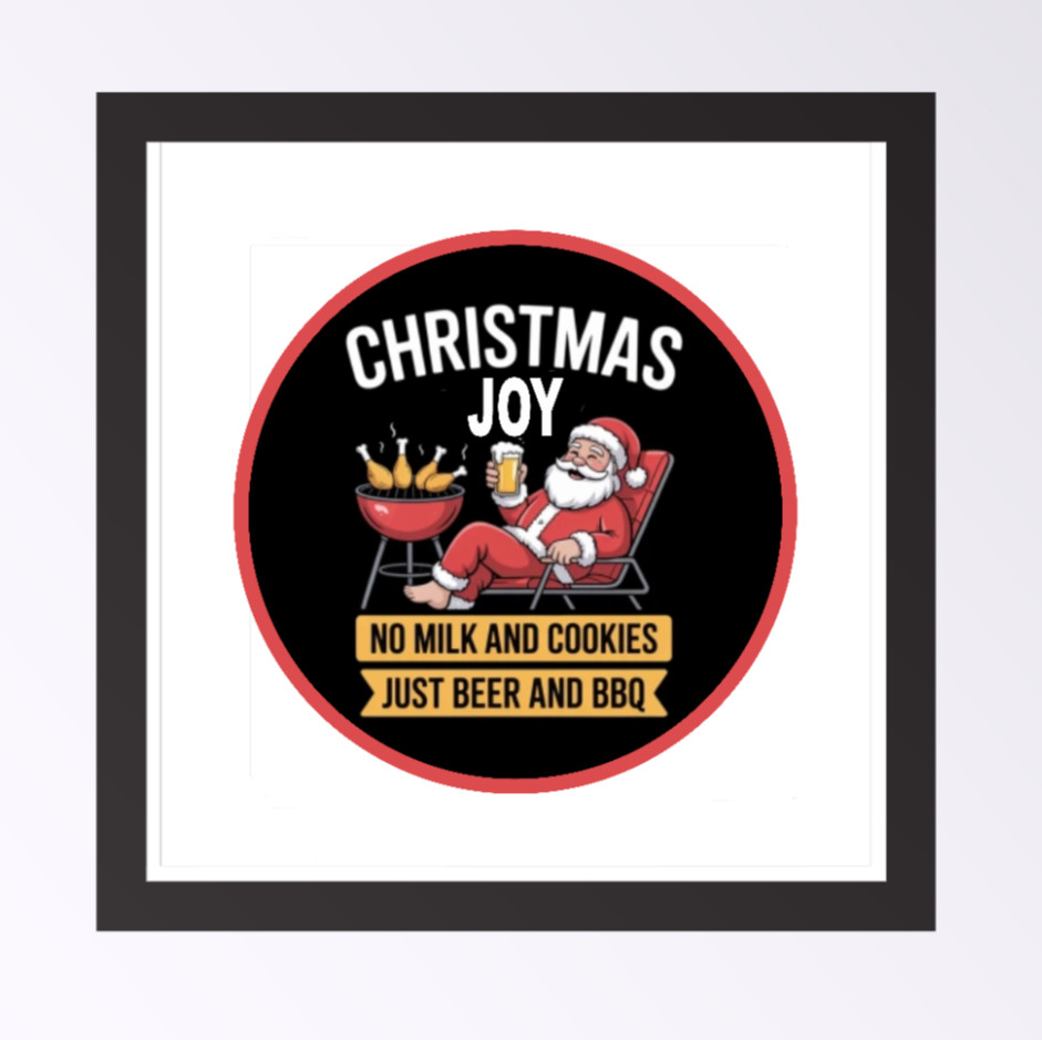 Christmas – Joy Beer and BBQ – 4" Vinyl Decal Sticker Decor Laptop Cup Cooler 25