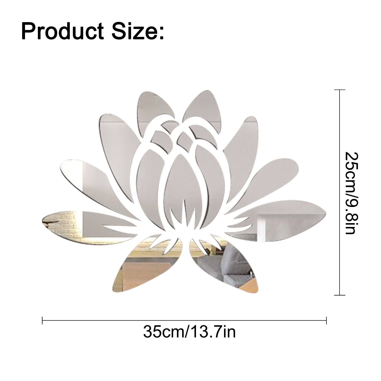 CREATCABIN 3D Acrylic Mirror Wall Sticker Lotus Flower Decor Wall Art Decals …