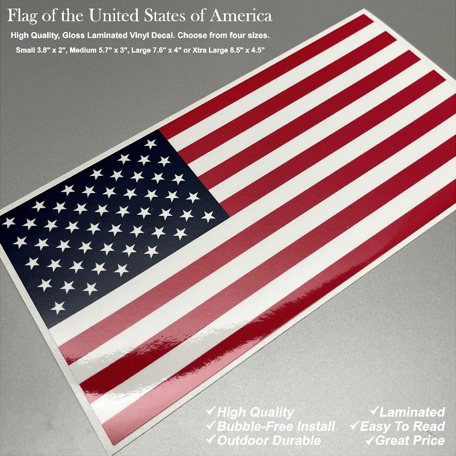 Flag of the United States of America Gloss Laminated Decal Sticker Choose Size