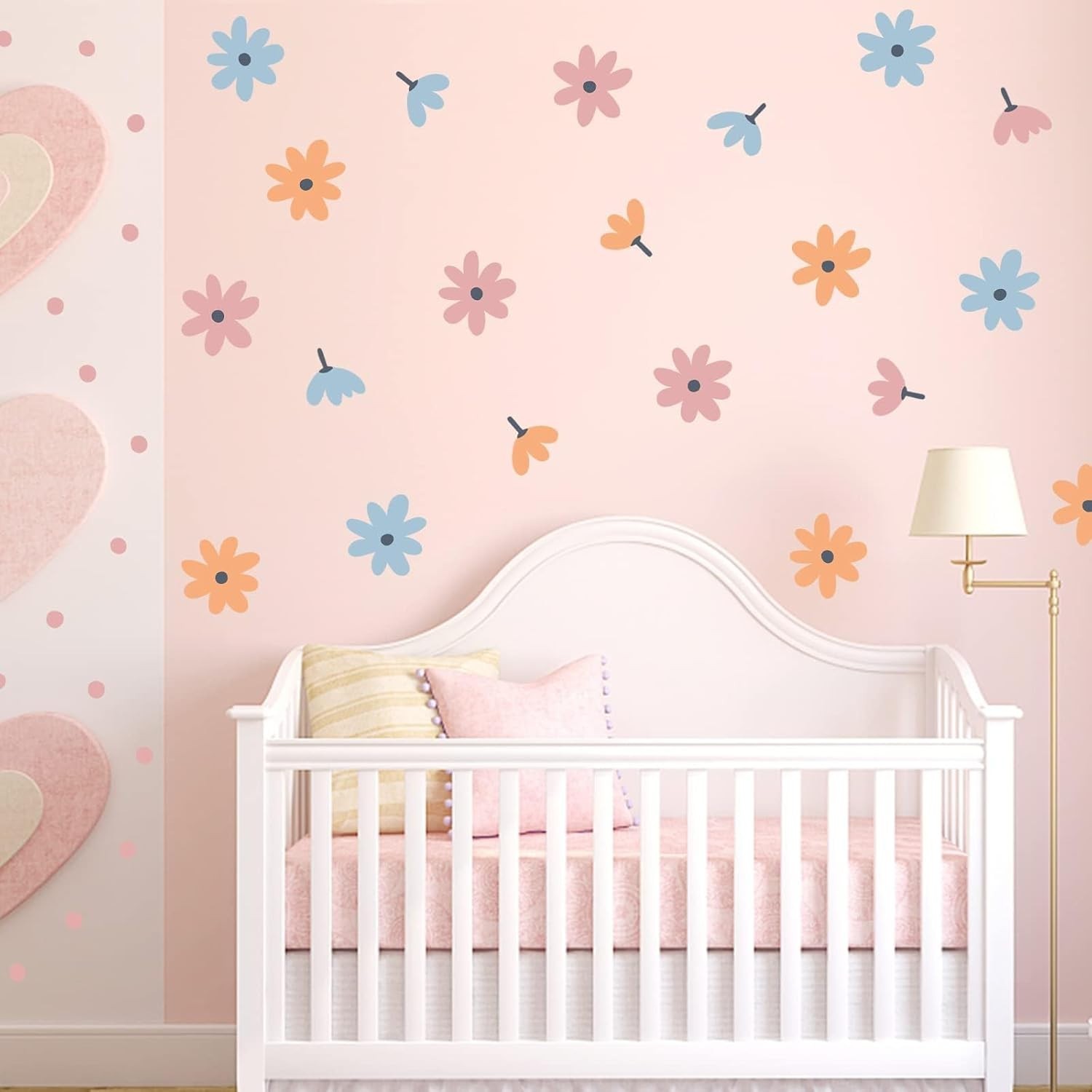 Waterproof Floral Wall Decals – Retro Daisy Decor for Kids' Rooms, 44 Stickers