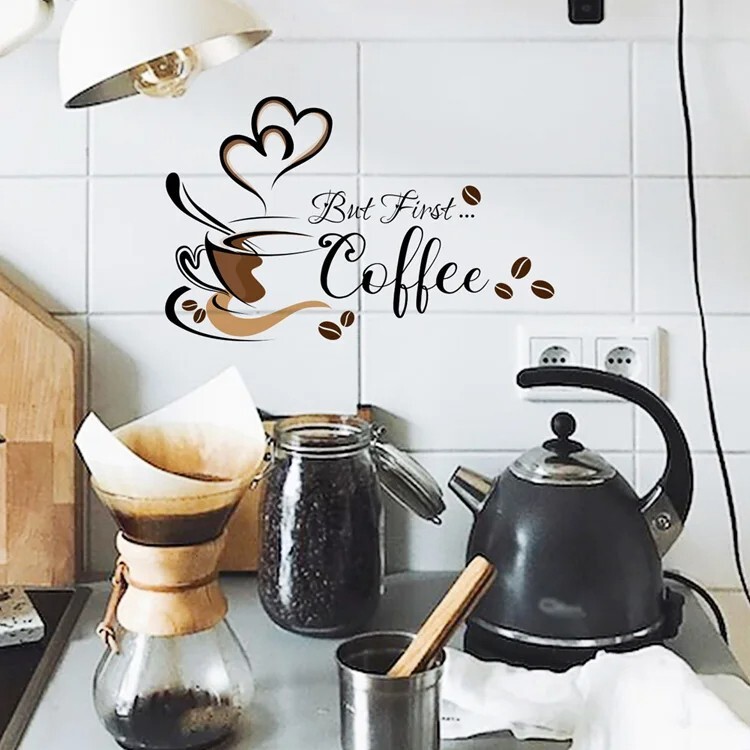Wall Sticker Kitchen Cabinet Coffee Decal Vinyl Mural Art Home Dining Room Decor